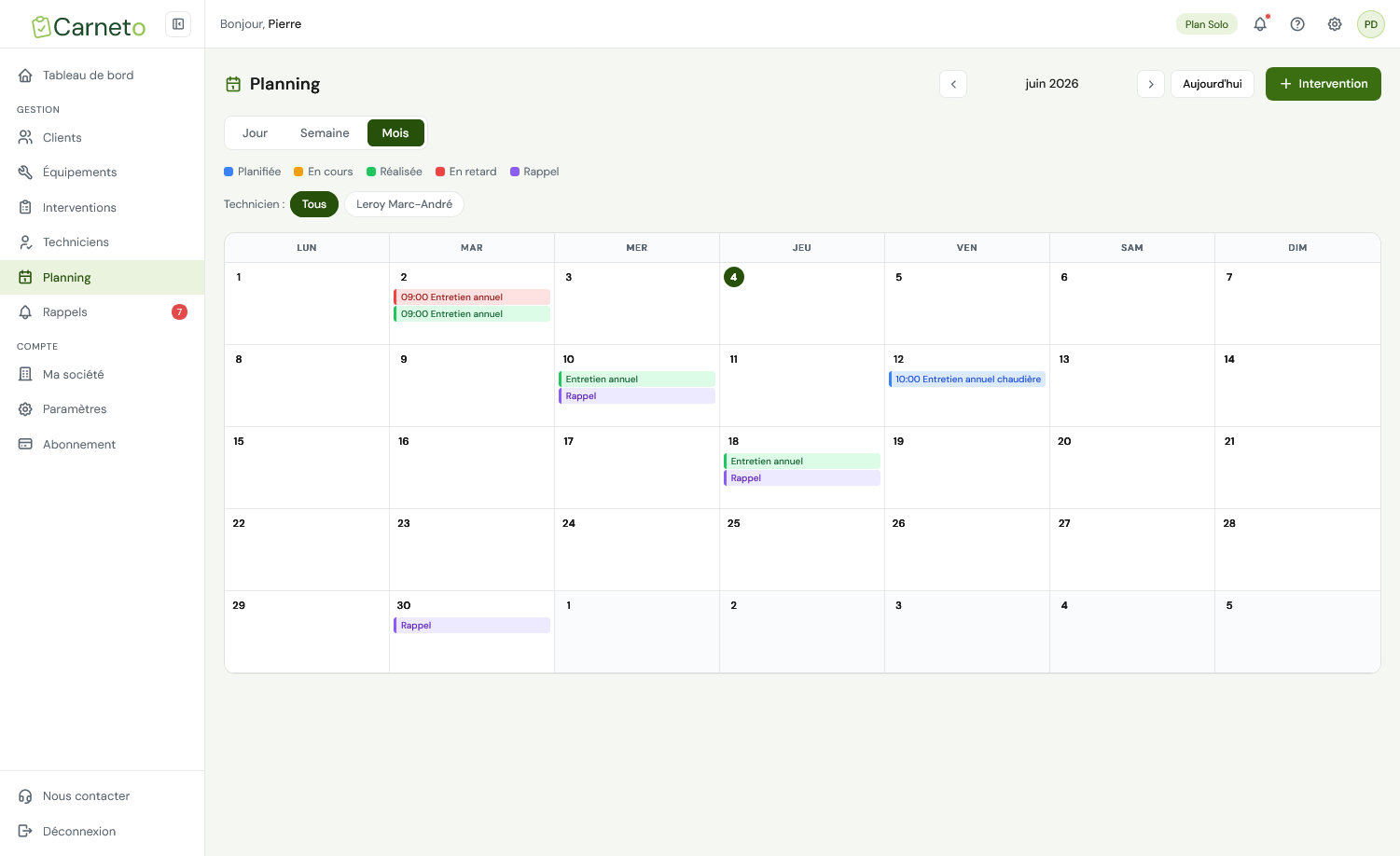 Planning Carneto